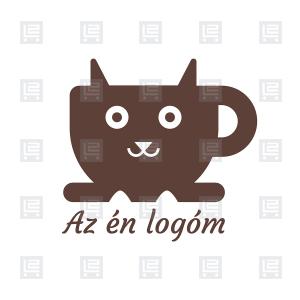 Kávéház kávé zoo macska logó - Barna