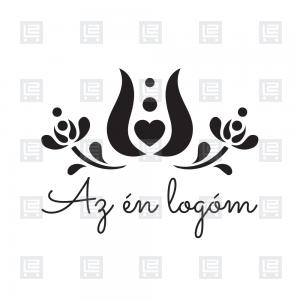 Gépi hímzés emblémázás magyar motívum tulipán logó - Fekete