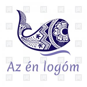 Modern hal hímzett népi motívum logó - Lila