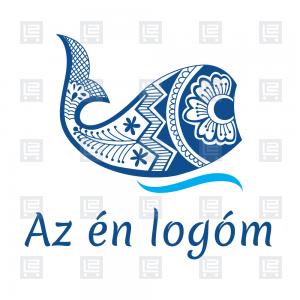 Modern hal hímzett népi motívum logó - Kék