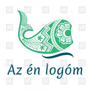 Modern hal hímzett népi motívum logó - Zöld