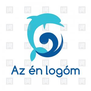 Delfin tenger delfinekkel úszás logó - Kék