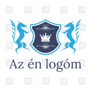 Lovas címer korona pajzs forma logó - Kék