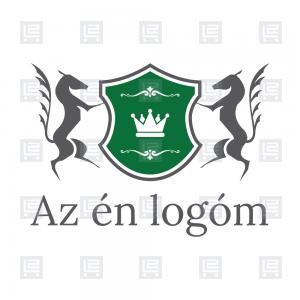 Lovas címer korona pajzs forma logó - Zöld
