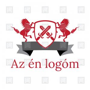 Lovas címer kard pajzs logó - Vörös