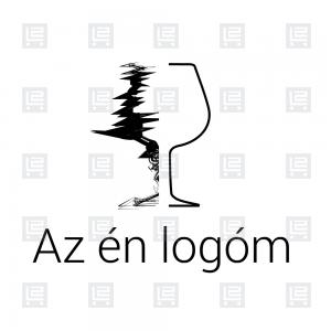 Borospohár modern rajzolt logó - Fekete