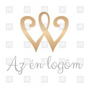 W betű esküvő szív monogram logó - Arany