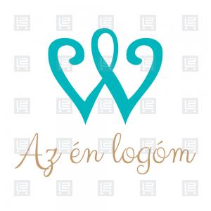 W betű esküvő szív monogram logó - Kék