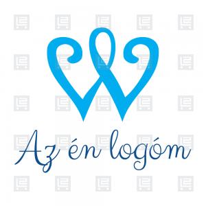 W betű esküvő szív monogram logó - Kék