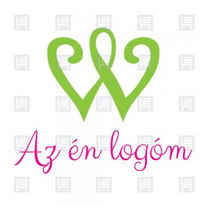 W betű esküvő szív monogram logó - Zöld