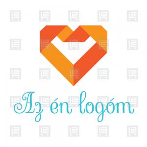 Szív origami papírhajtogatás kézműves logó - Narancssárga