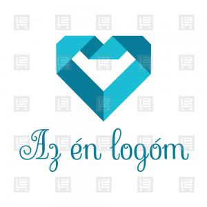 Szív origami papírhajtogatás kézműves logó - Kék