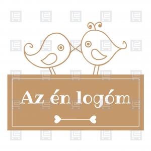 Esküvői logó szerelmes madarak - Barna