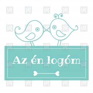 Esküvői logó szerelmes madarak - Zöld