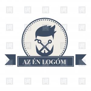 Barber shop fodrász borbély logó - Kék