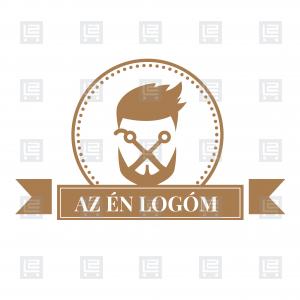 Barber shop fodrász borbély logó - Barna