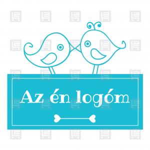 Esküvői logó szerelmes madarak - Kék